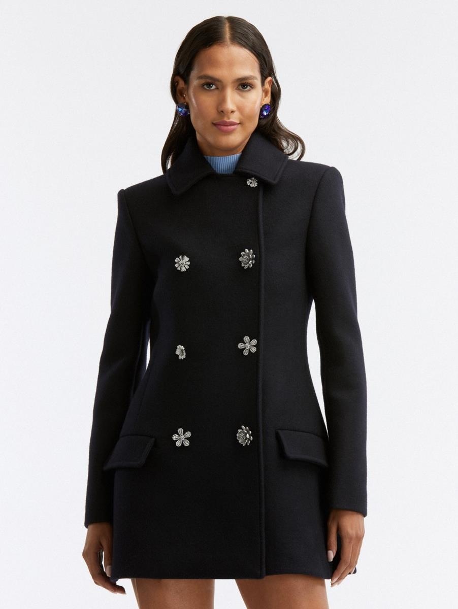 FLORAL BUTTON DOUBLE-BREASTED CAR COAT - 2
