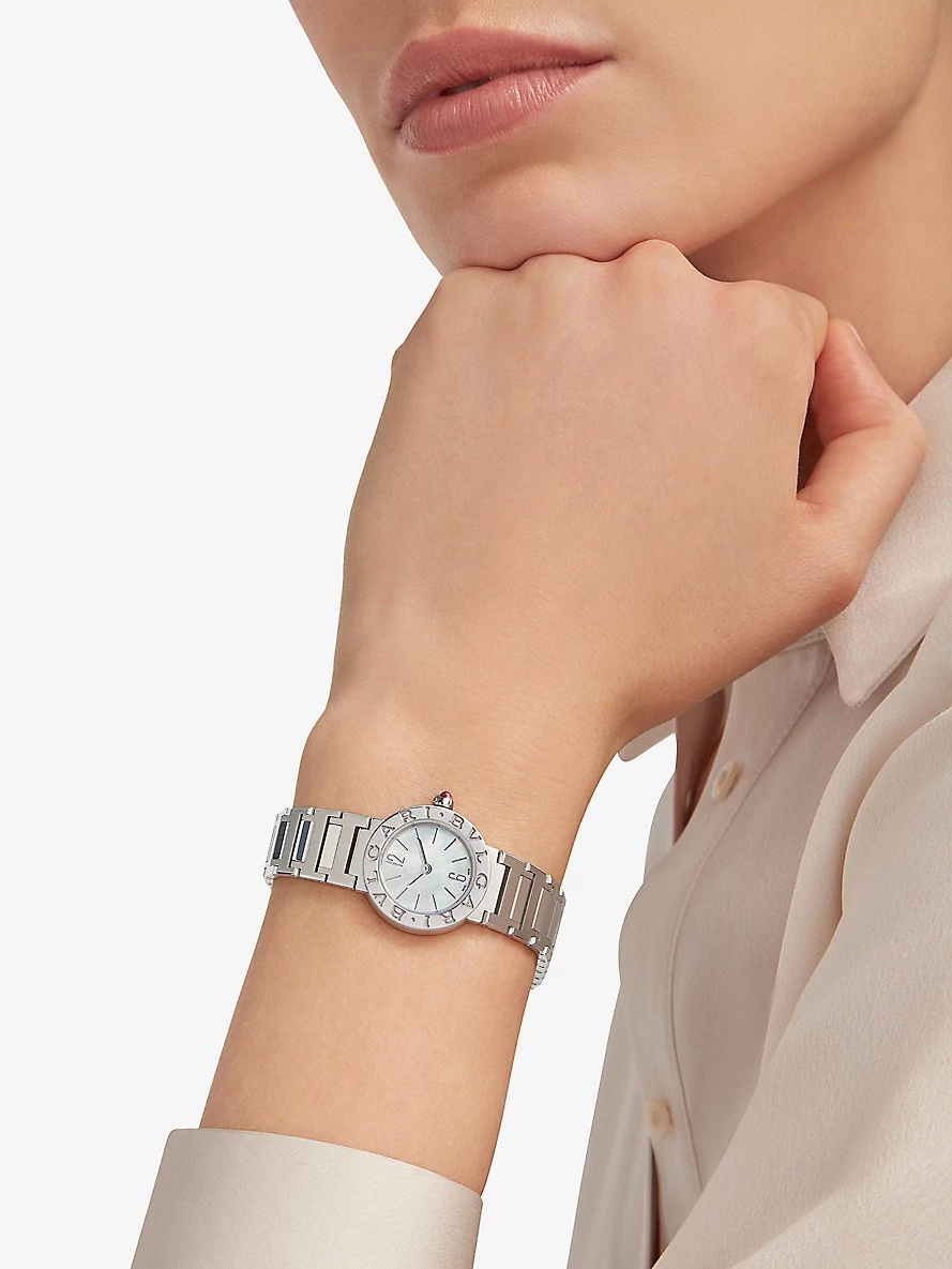 BBL23WSS BVLGARI BVLGARI stainless-steel and 0.196ct brilliant-cut diamond quartz watch - 3