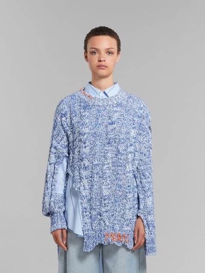 Marni BLUE MOULINÉ JUMPER WITH NIBBLED EDGES outlook