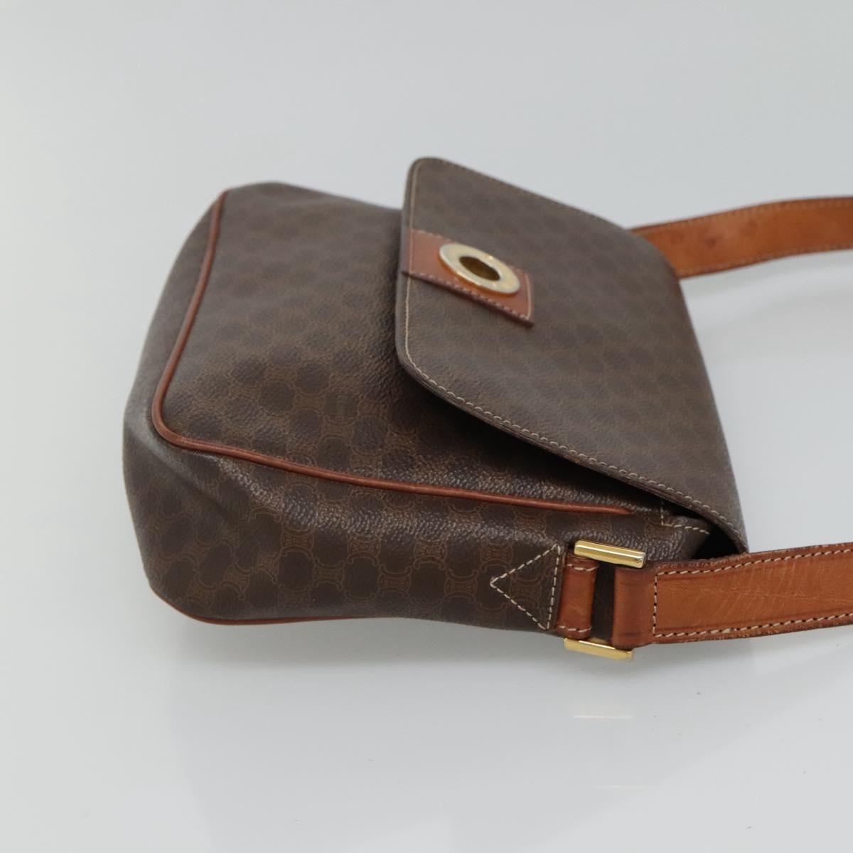 CELINE Macadam Canvas Shoulder Bag Pvc Brown Gold - 3
