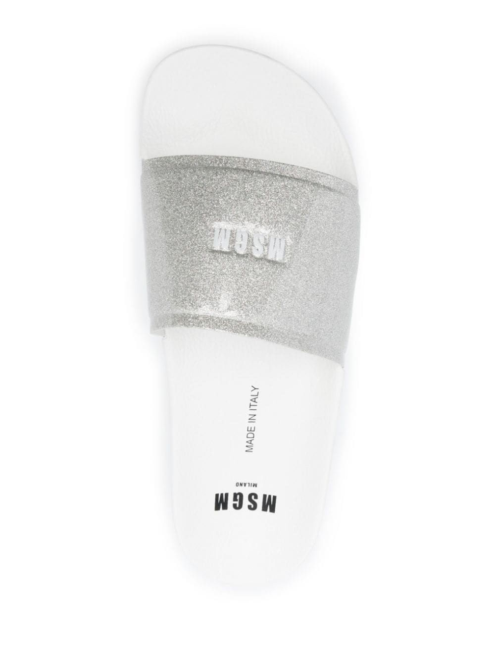 debossed-logo glitter-detail slides - 4