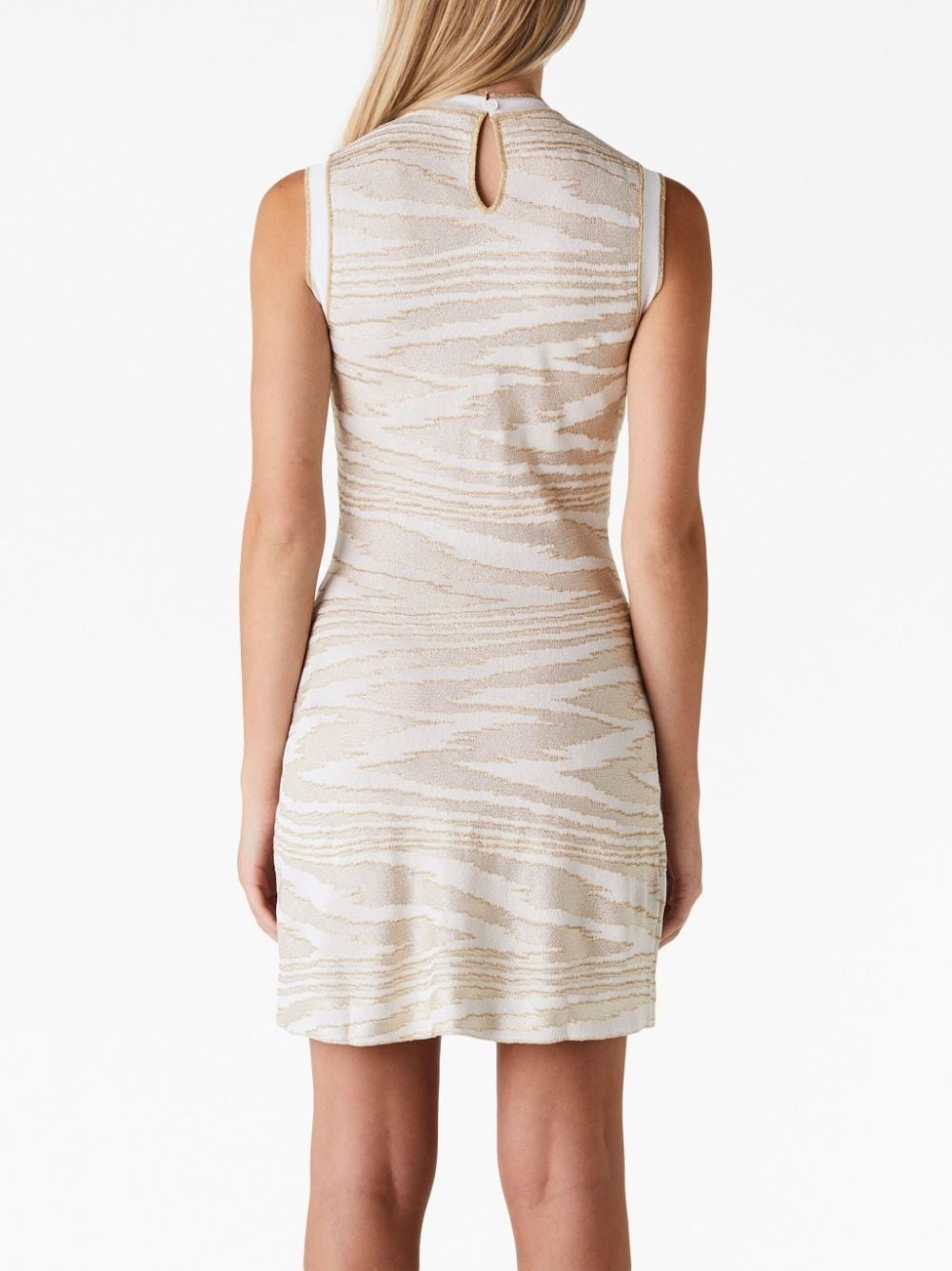 marbled-jacquard sleevless minidress - 5