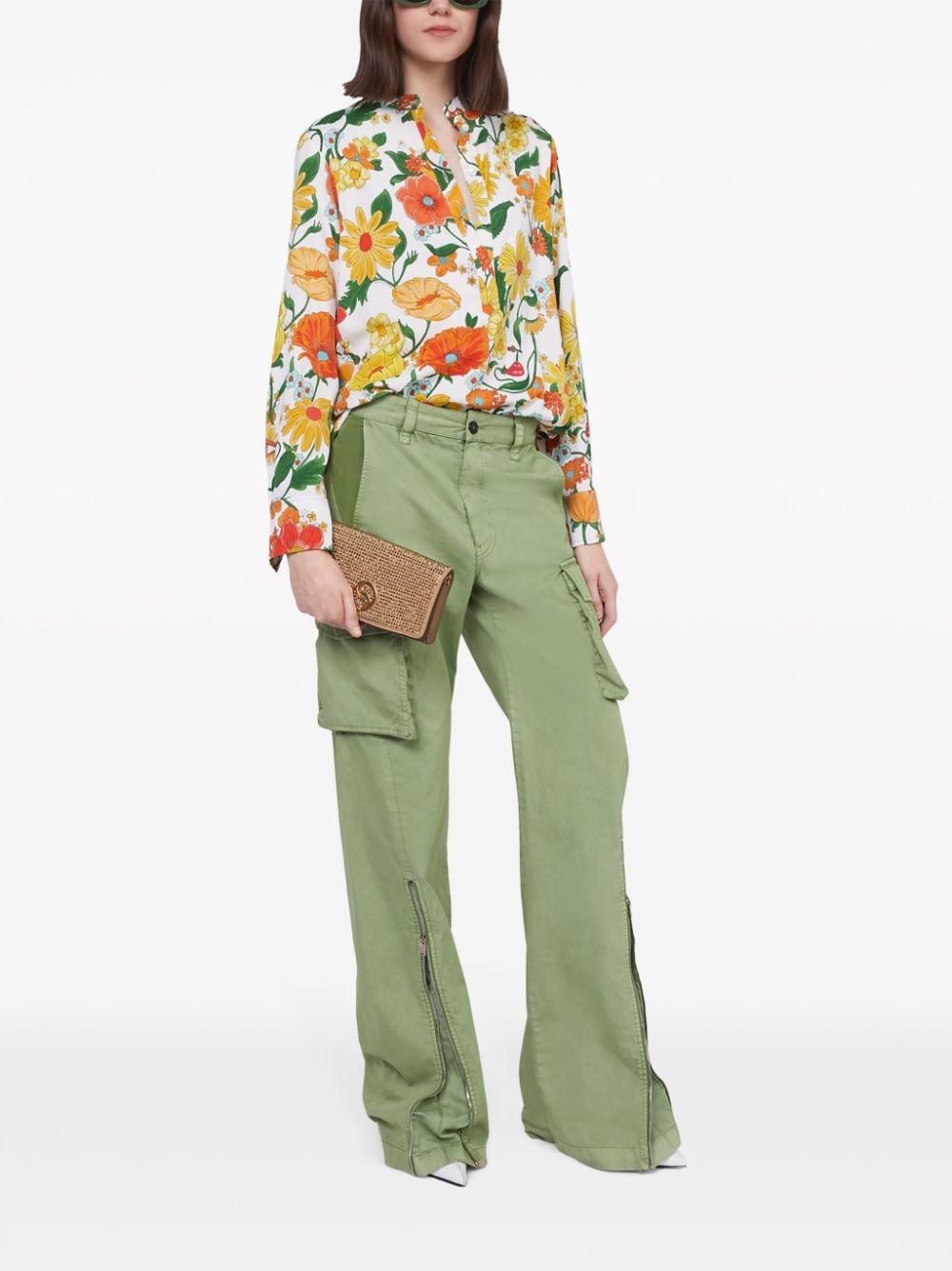 Lady Garden-print collarless shirt - 2
