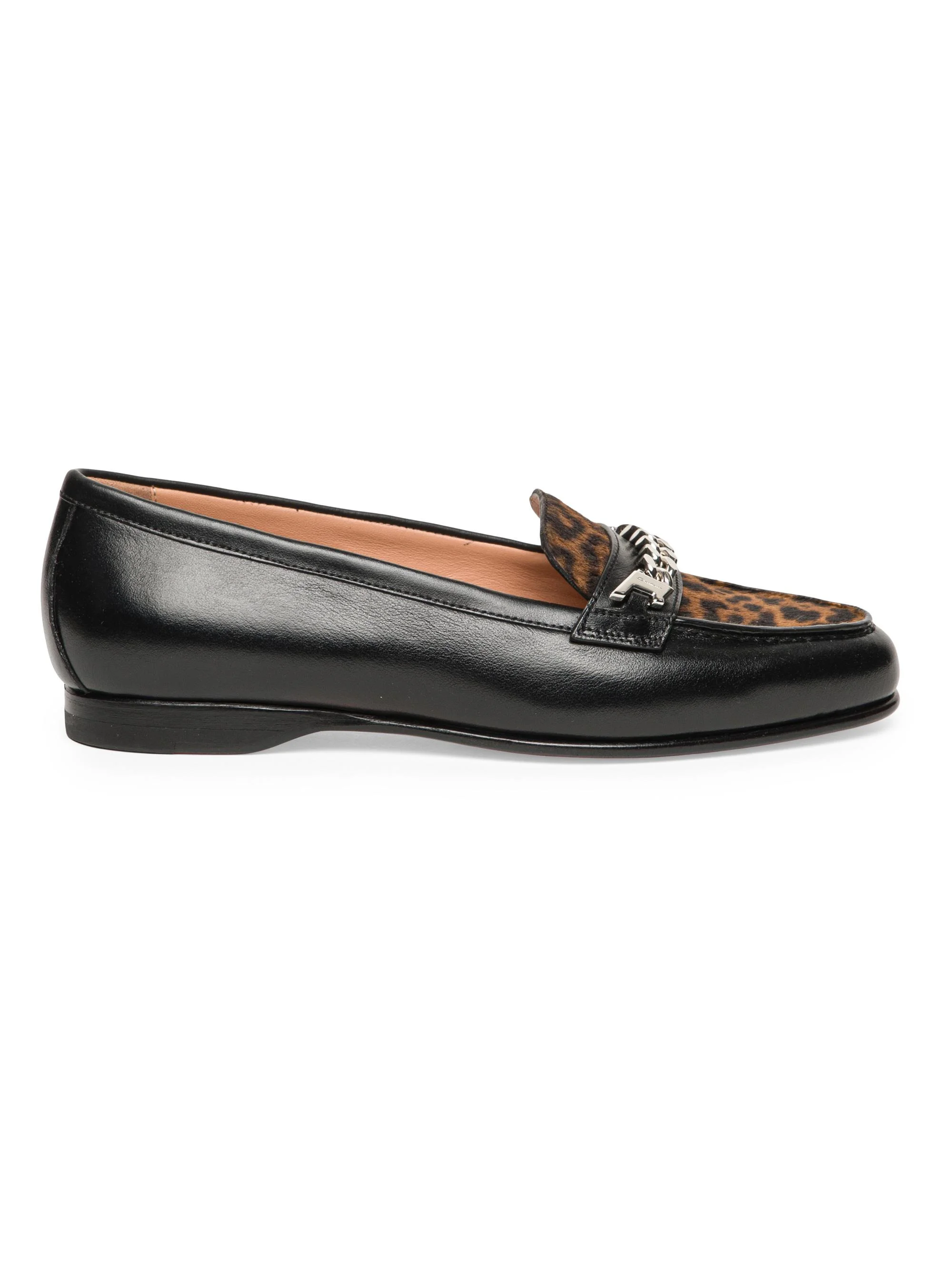 Women's Leather Bit Loafers - Black - 1