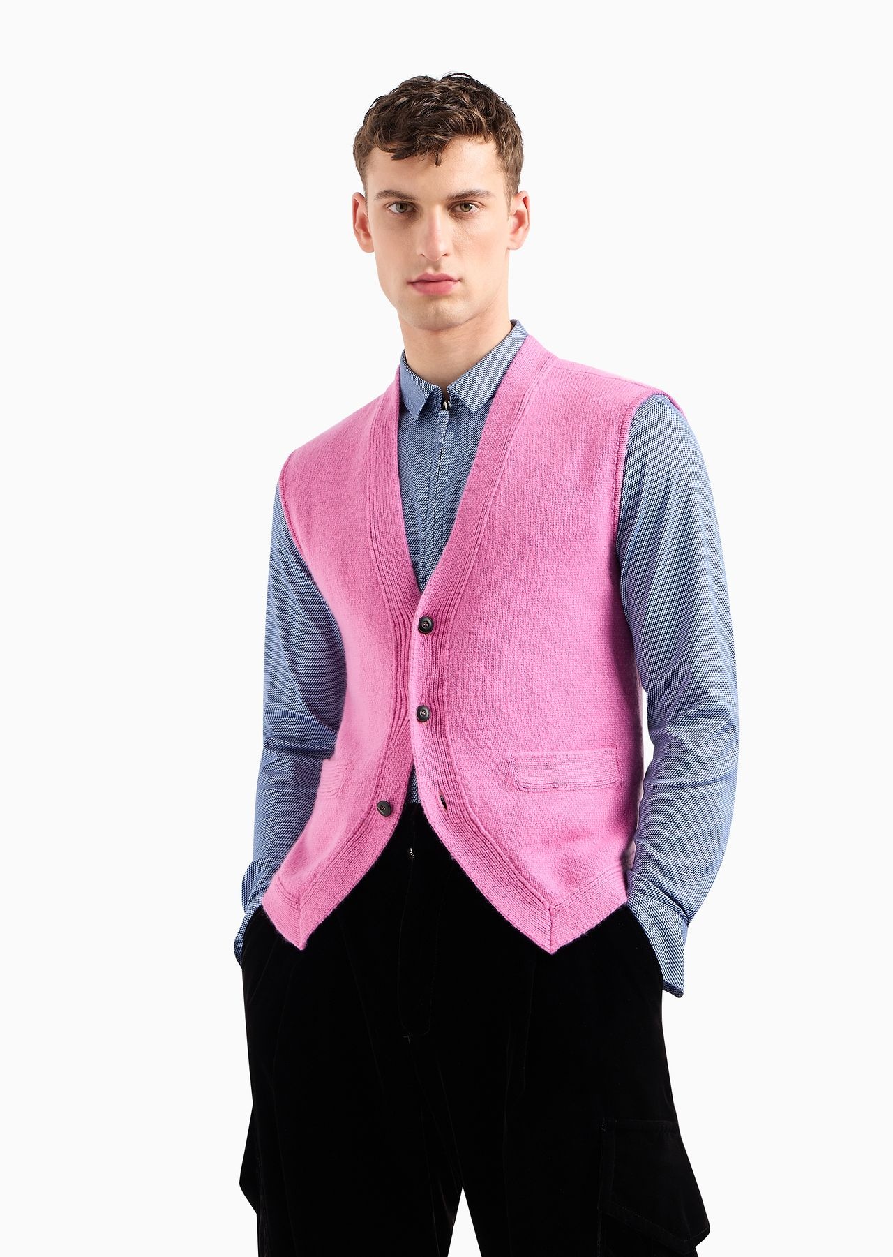 Single-breasted cashmere knit waistcoat - 2