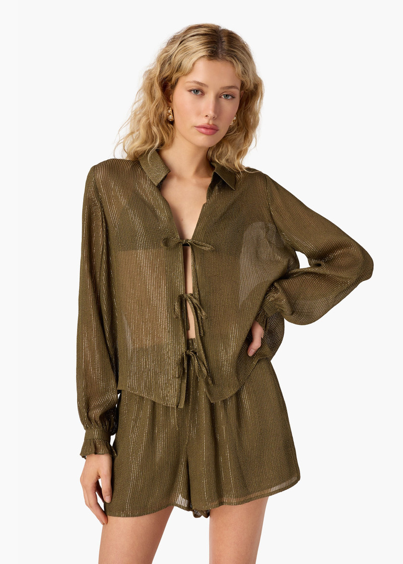 CAMI NYC RIVIERA METALLIC CHIFFON SHORT GROVE outlook