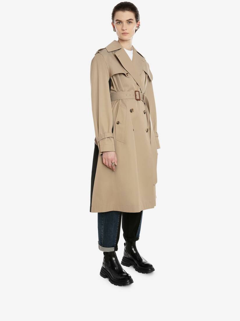 Hybrid Mcqueen Graffiti Trench Coat in Black/beige - 3