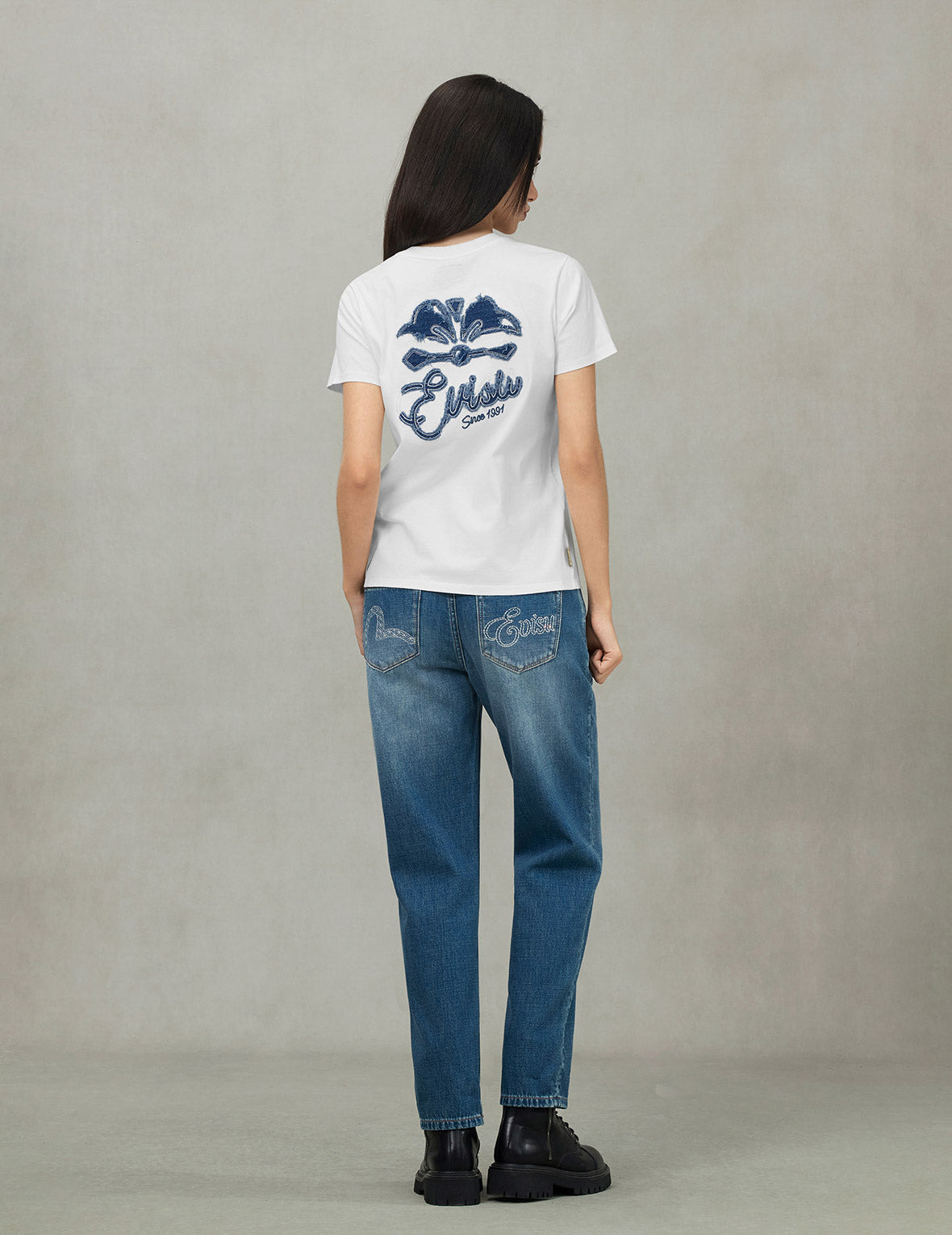 Deconstructed Denim Applique Embroidery Regular Fit T-Shirt - 4