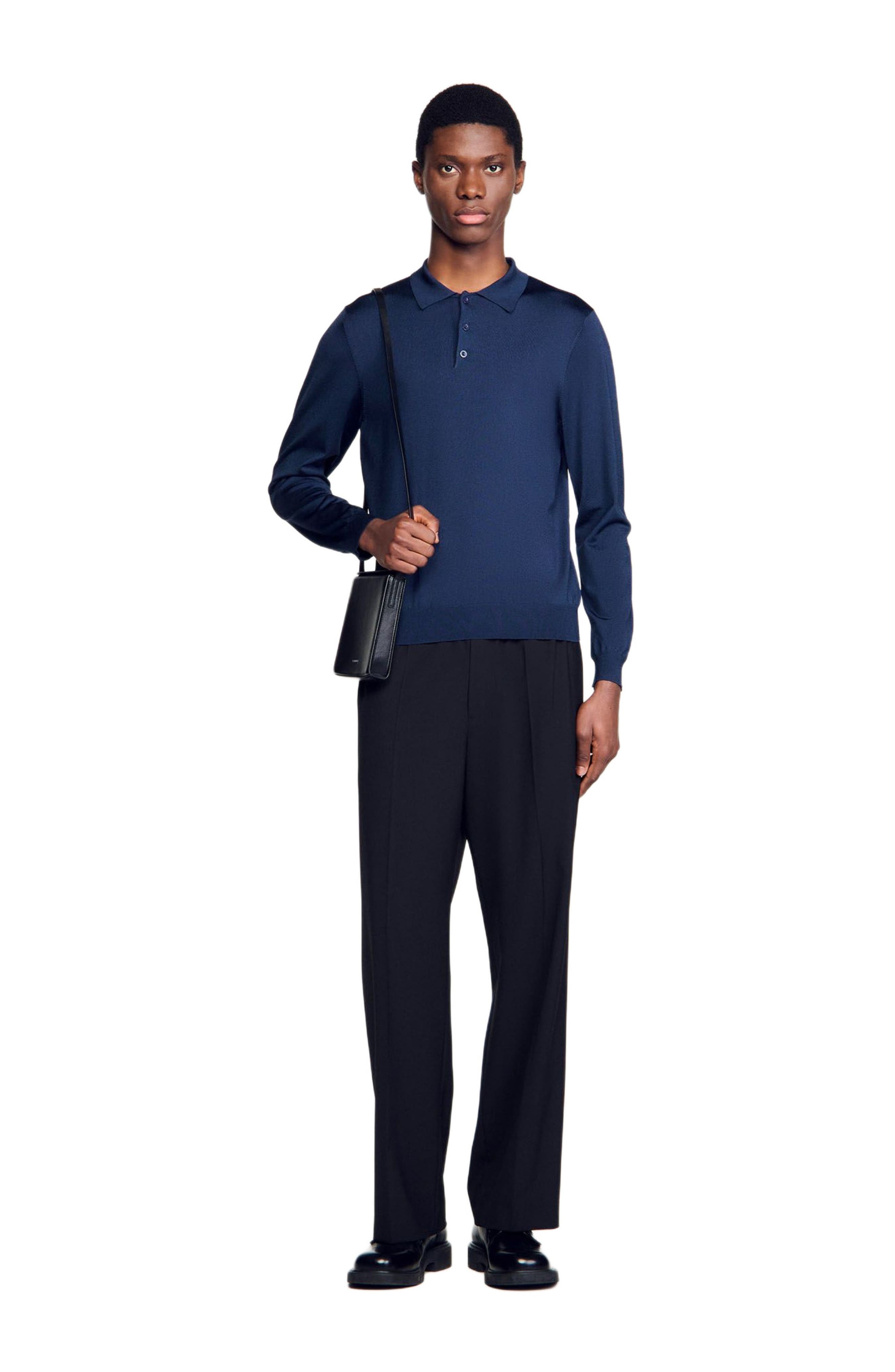 SANDRO Ribbed polo shirt in Royal Blue at Nordstrom - 6