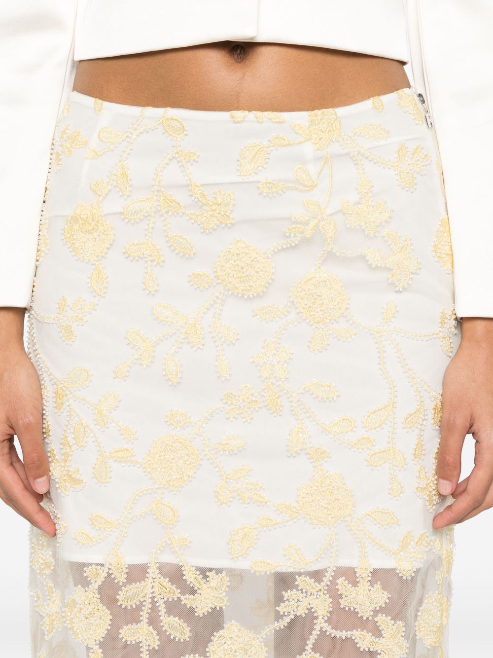 floral-beaded pencil skirt - 5
