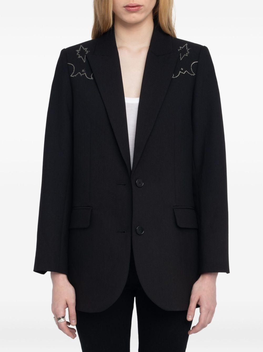 embroidered-detail blazer - 4
