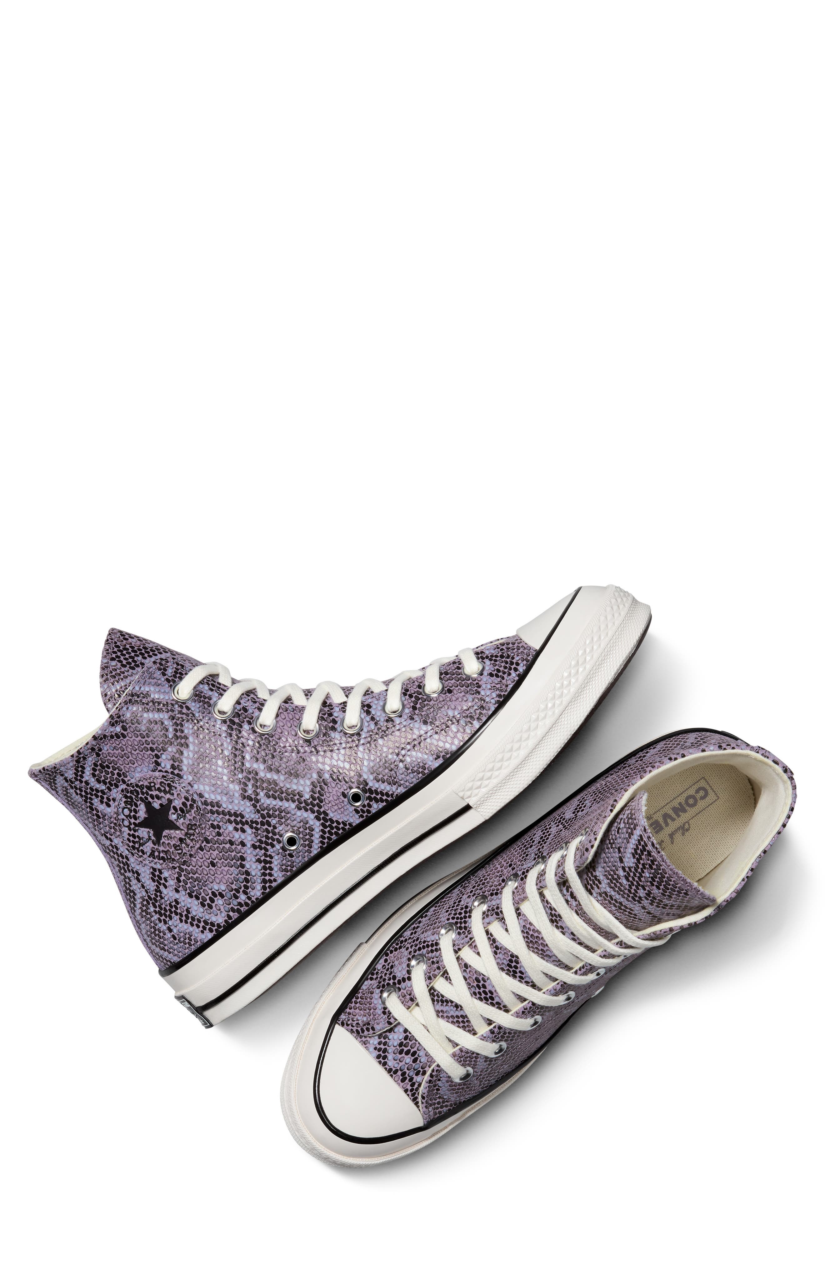 Converse Chuck 70 Faux Snakeskin Suede High Top Sneaker in Mauve Stone/Egret/Black at Nordstrom - 4
