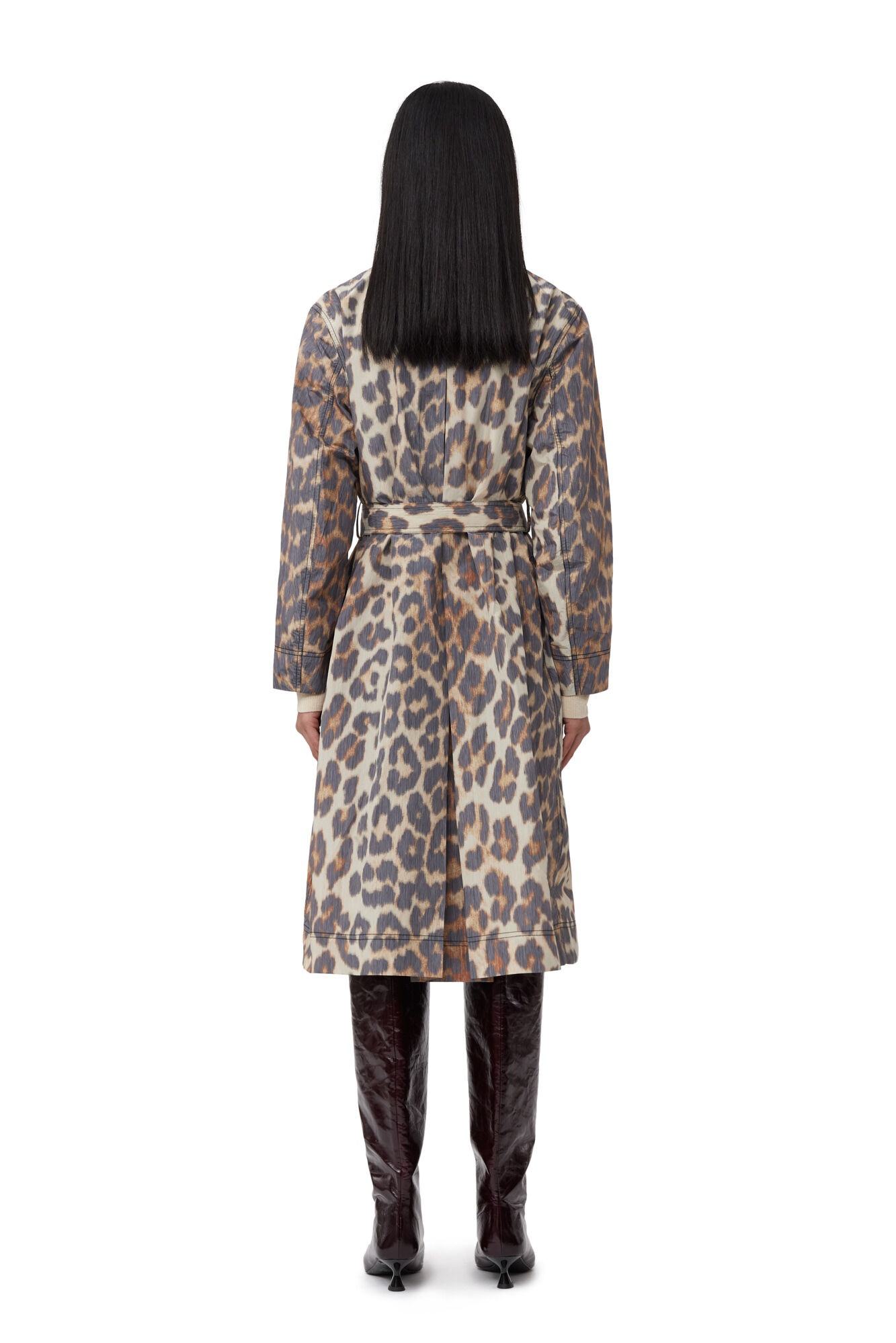 LEOPARD CRISPY SHELL BELT COAT - 3