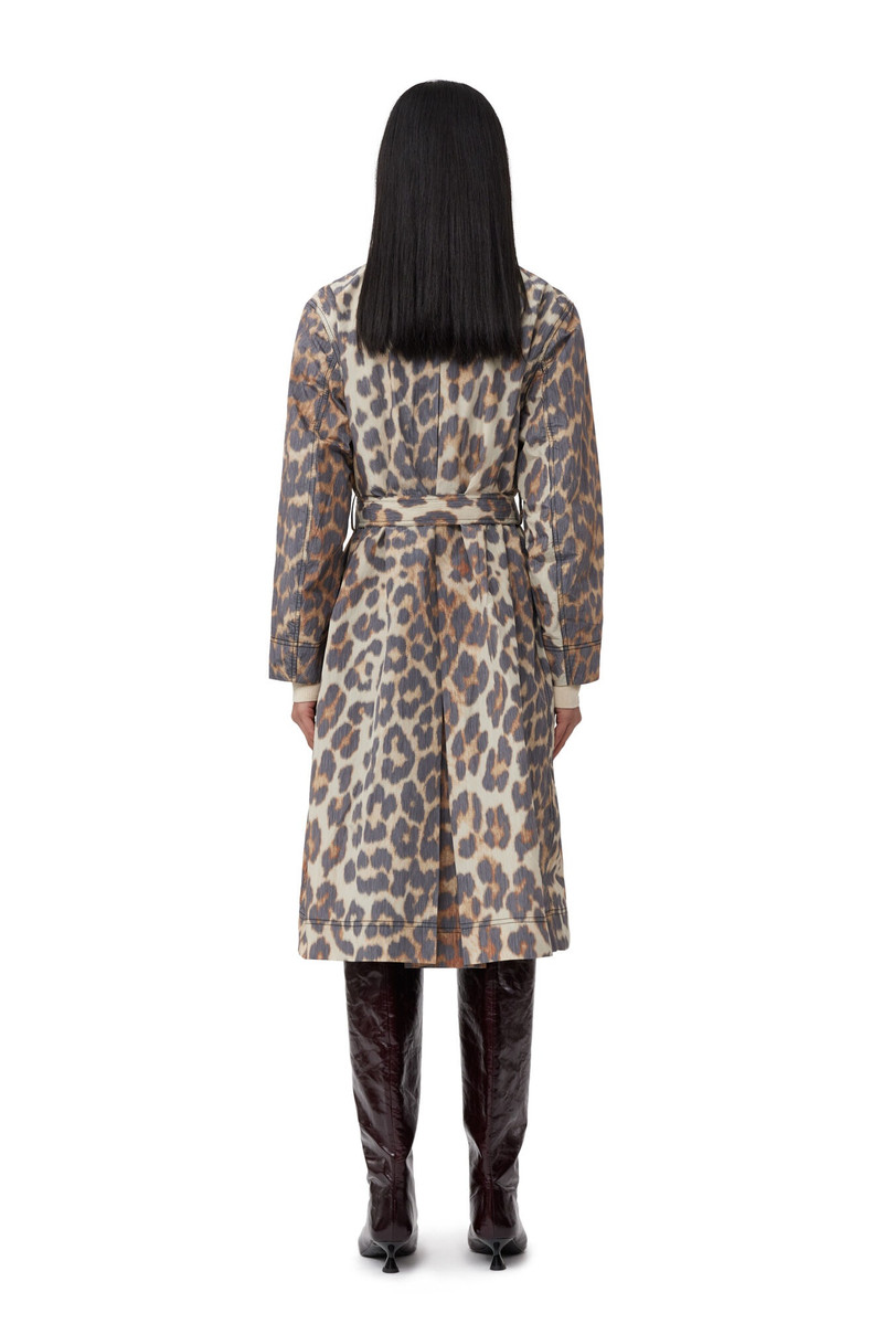 LEOPARD CRISPY SHELL BELT COAT 3
