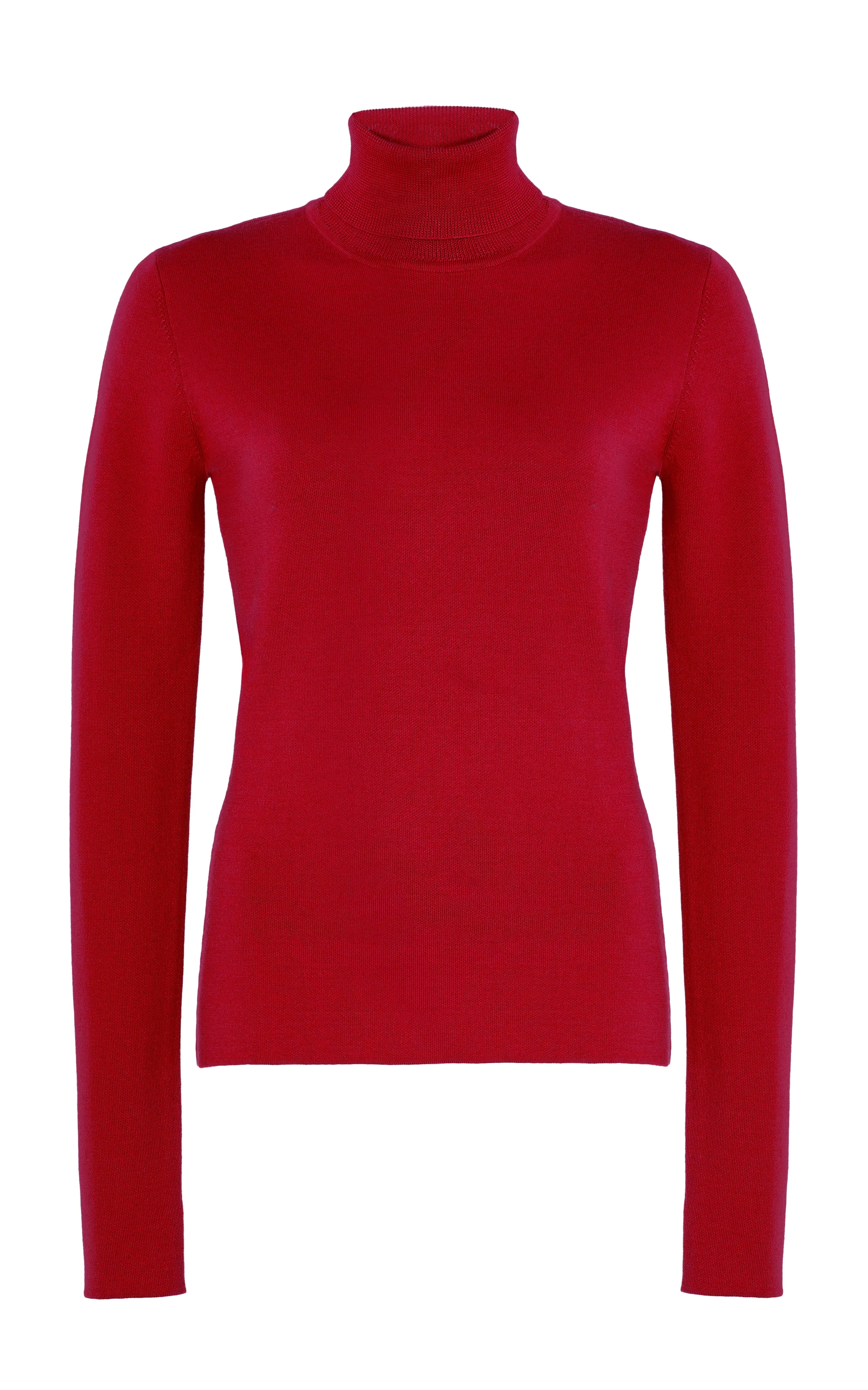 May Knit Turtleneck in Scarlet Red Merino Wool Cashmere - 1