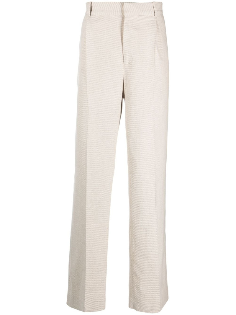 straight-leg cotton-linen blend trousers 1