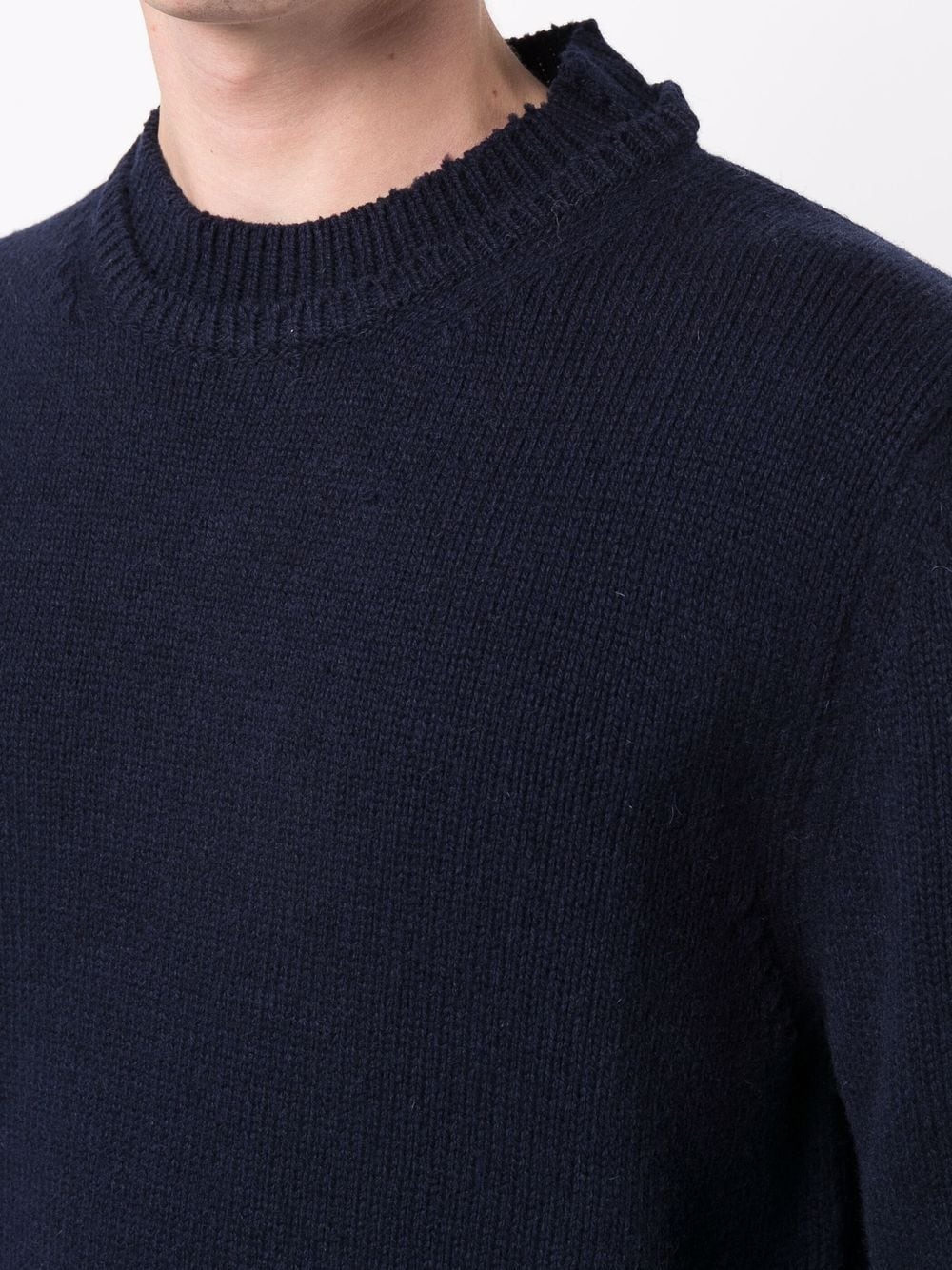 layered-collar elbow-patch distressed jumper - 5