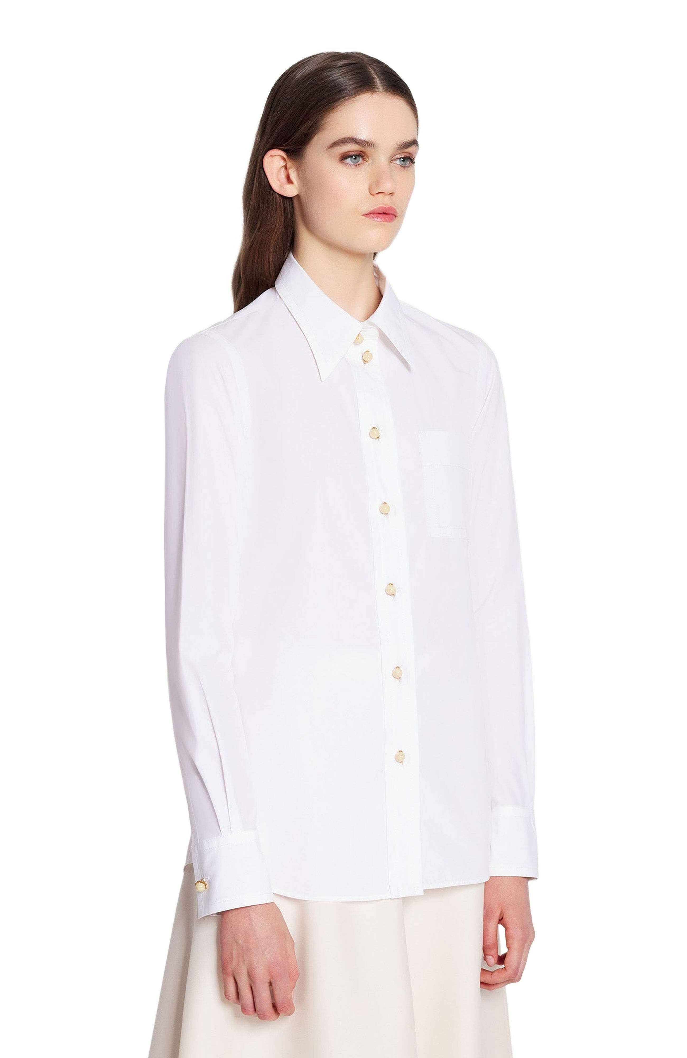 Lanvin Long Sleeve Shirt In Poplin in Optical White at Nordstrom - 2