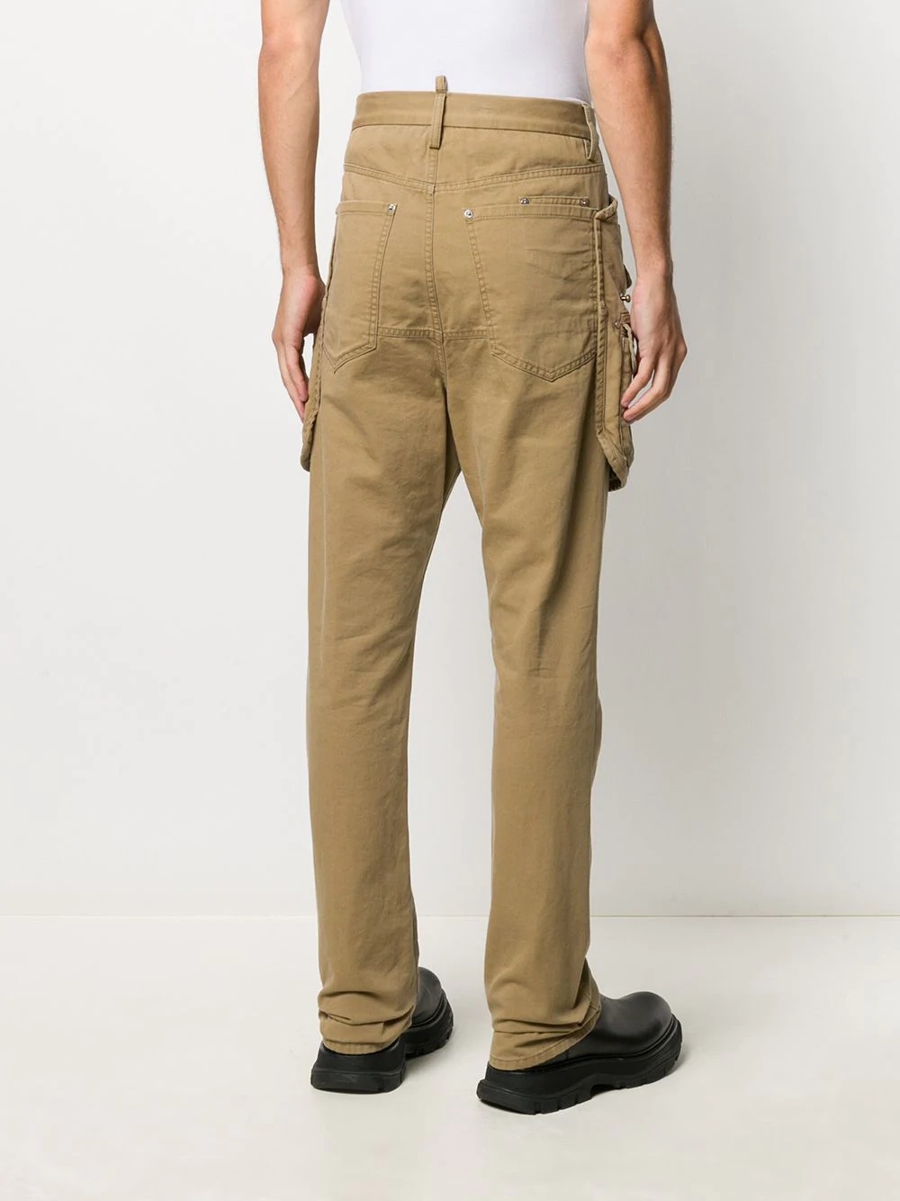 exaggerated-pocket slim-leg trousers - 4