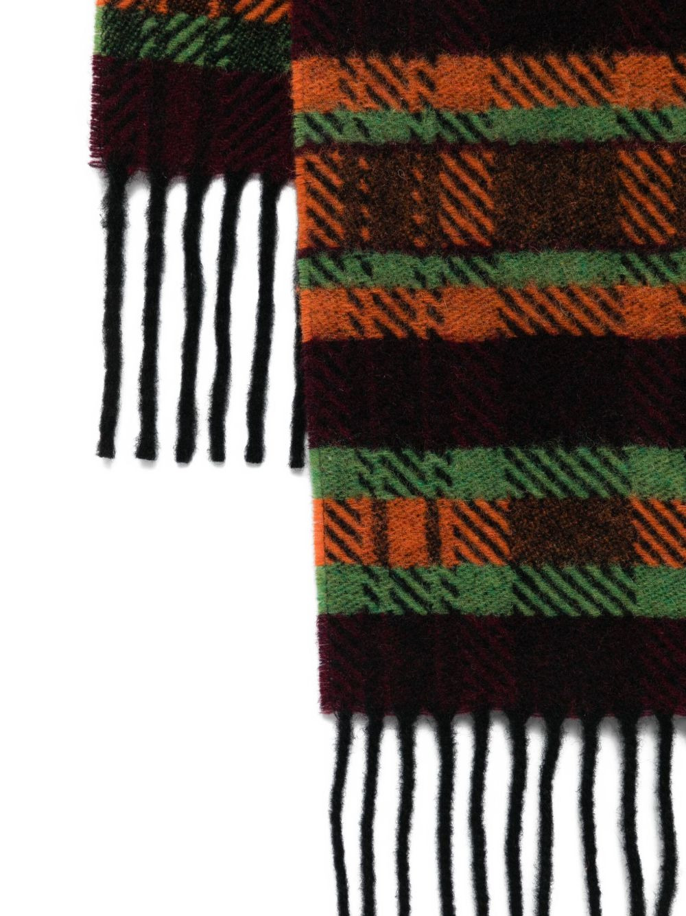 plaid-pattern fringed scarf - 2