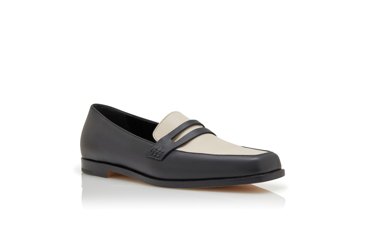 Black and Cream Calf Leather Loafers - 3