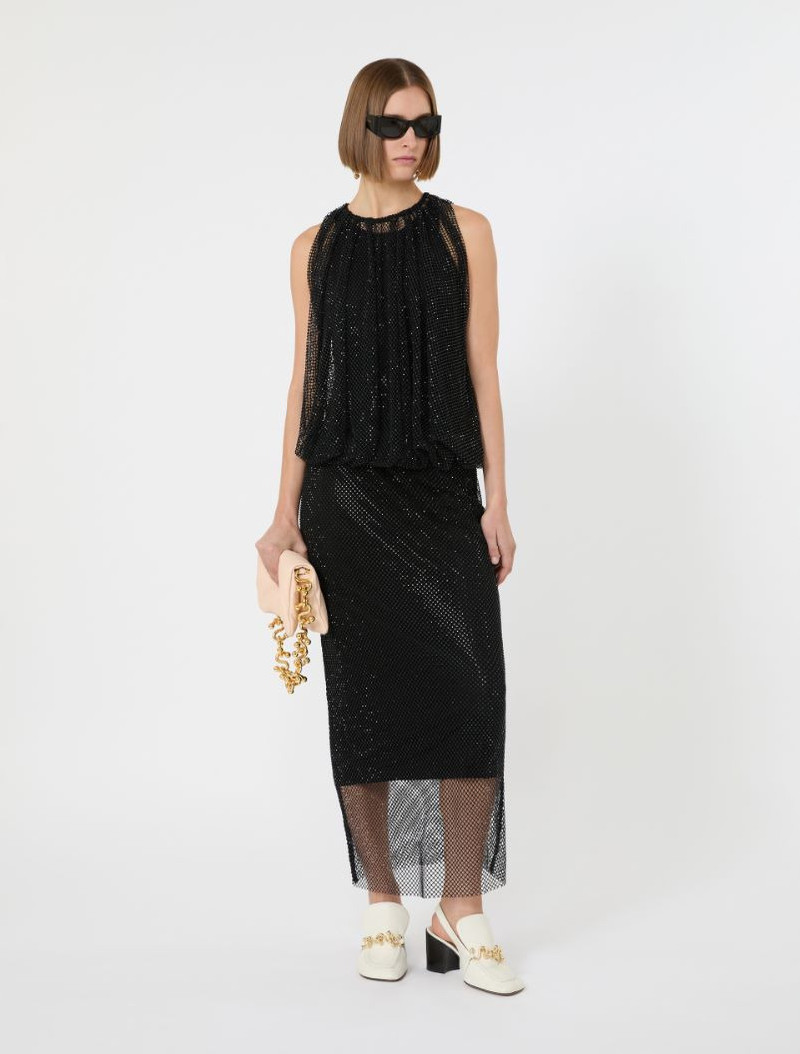 Sportmax Sleeveless jersey dress with crystals - black outlook