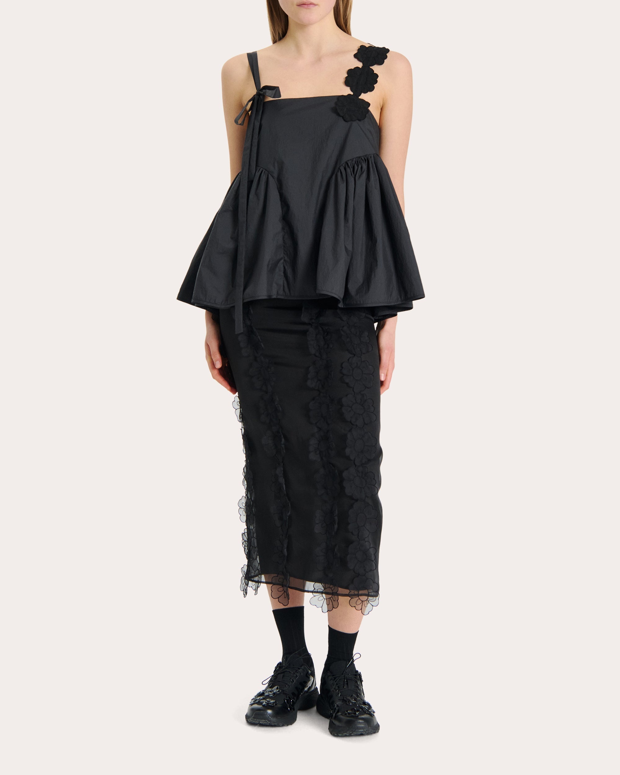 Olympia Floral-Appliquéd Midi Skirt - 3