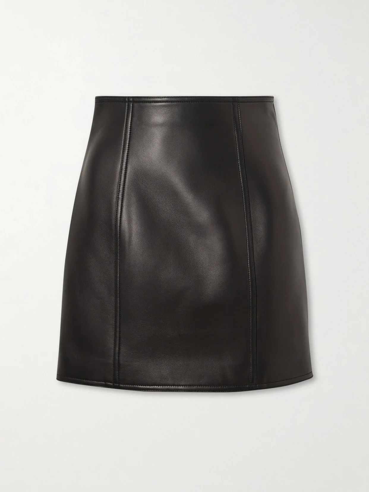 Paneled Leather Mini Skirt - 1