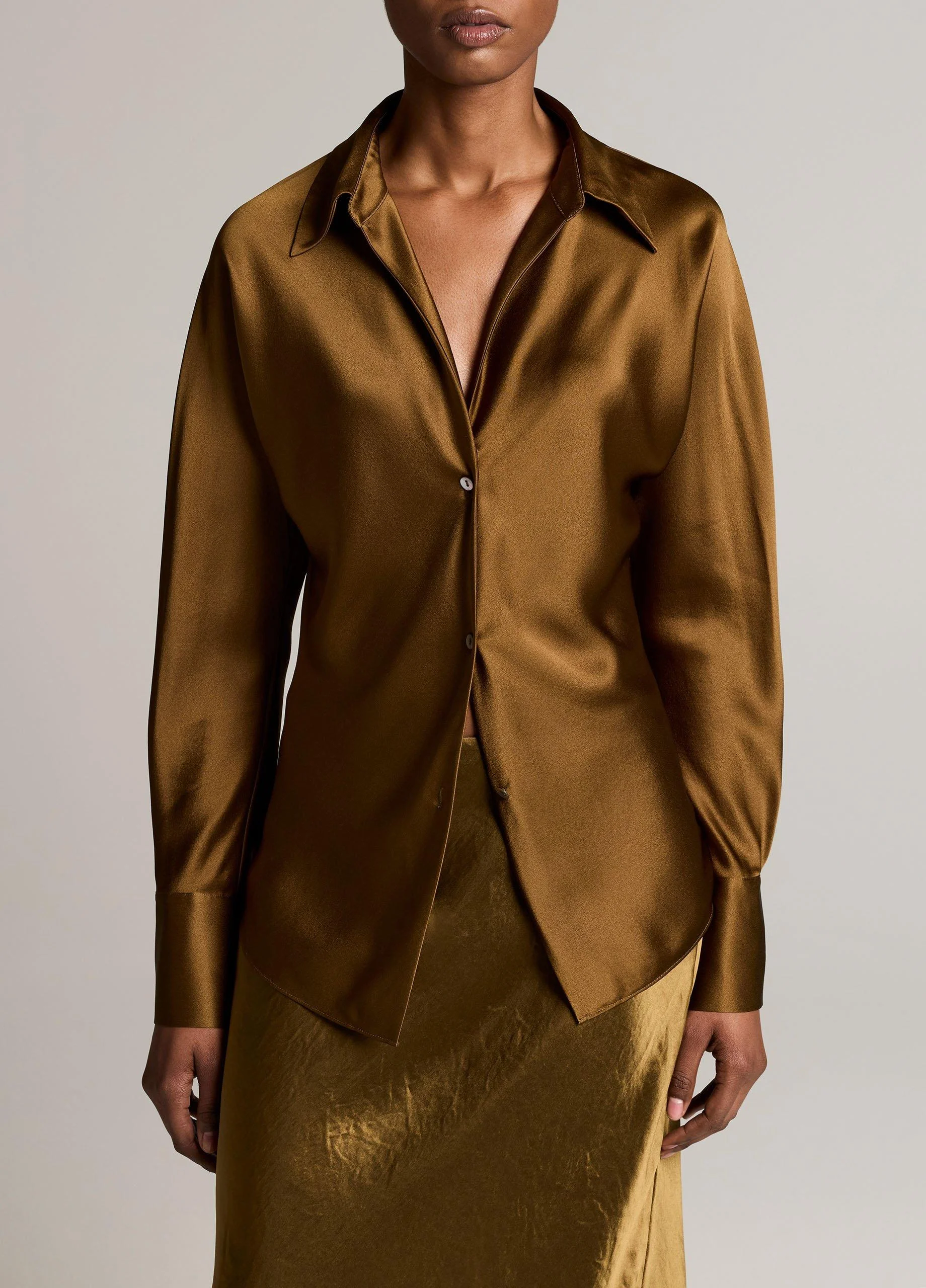 Silk Bias Long-Sleeve Blouse - 1
