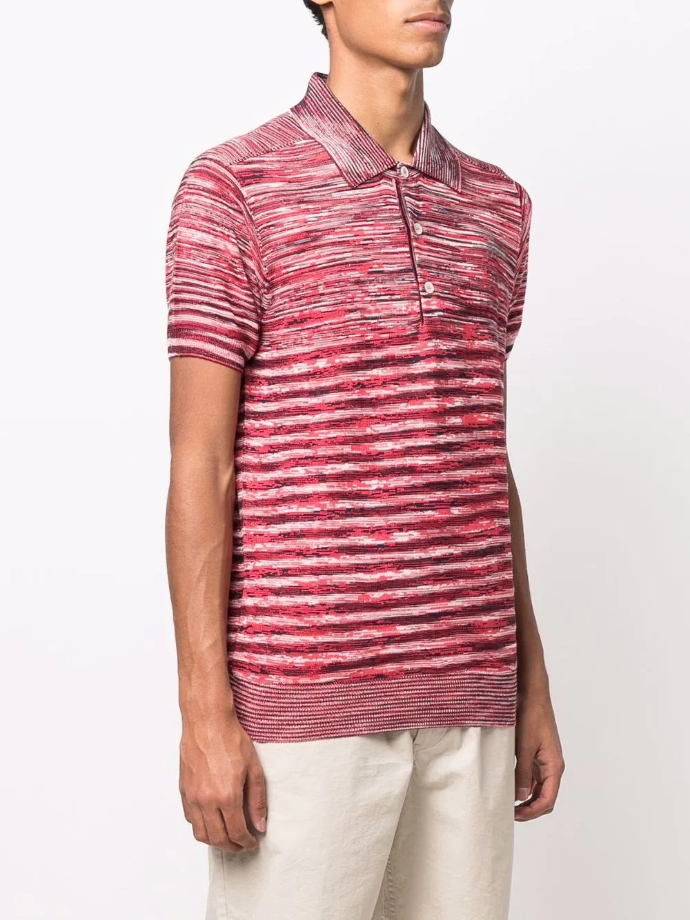 striped short-sleeved polo shirt - 3