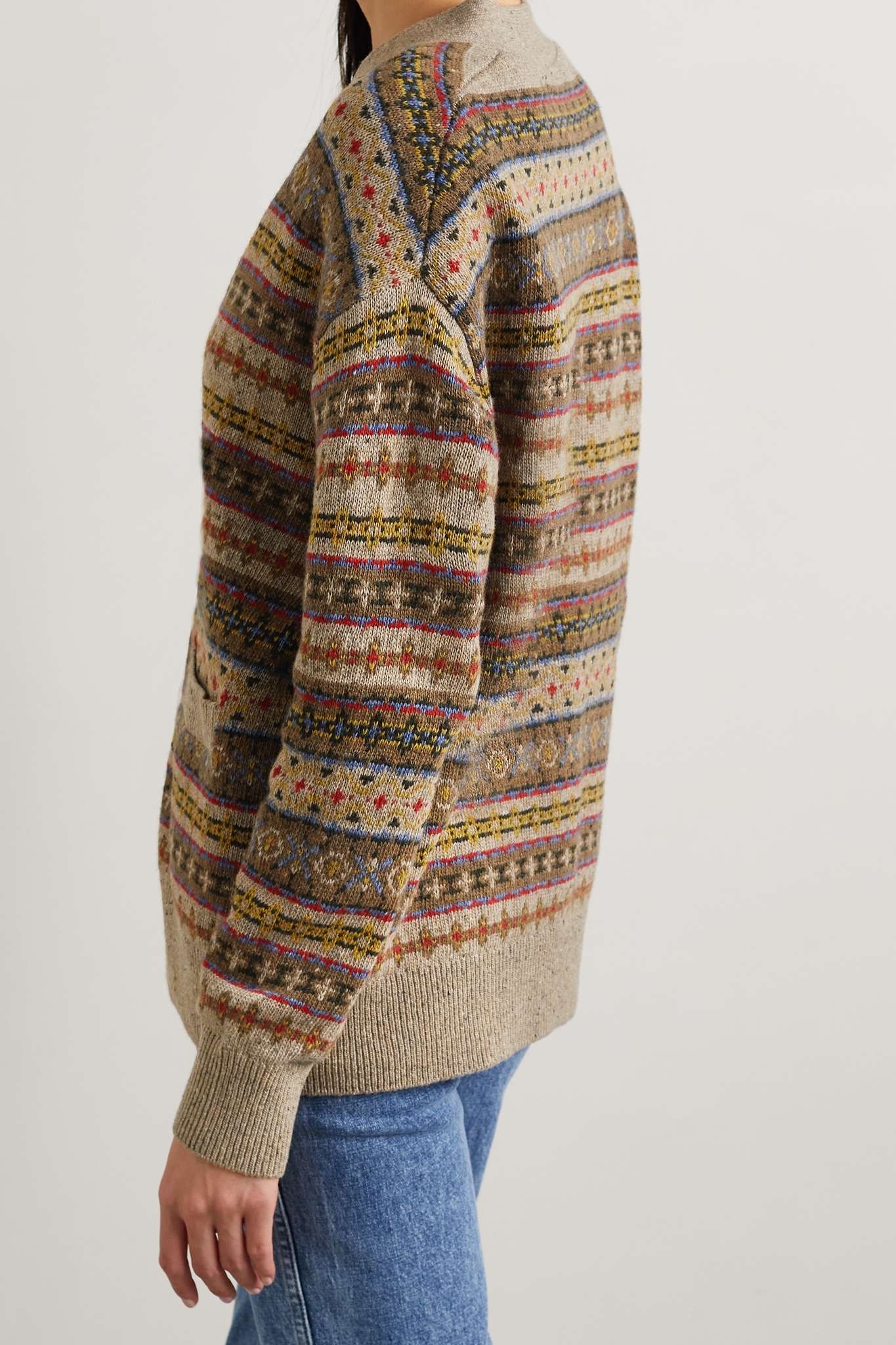 90s oversized Fair Isle recycled wool-blend cardigan - 4