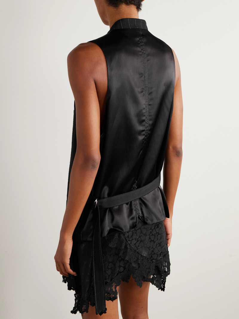Manon Pinstriped Satin And Cotton-blend Twill Vest 3