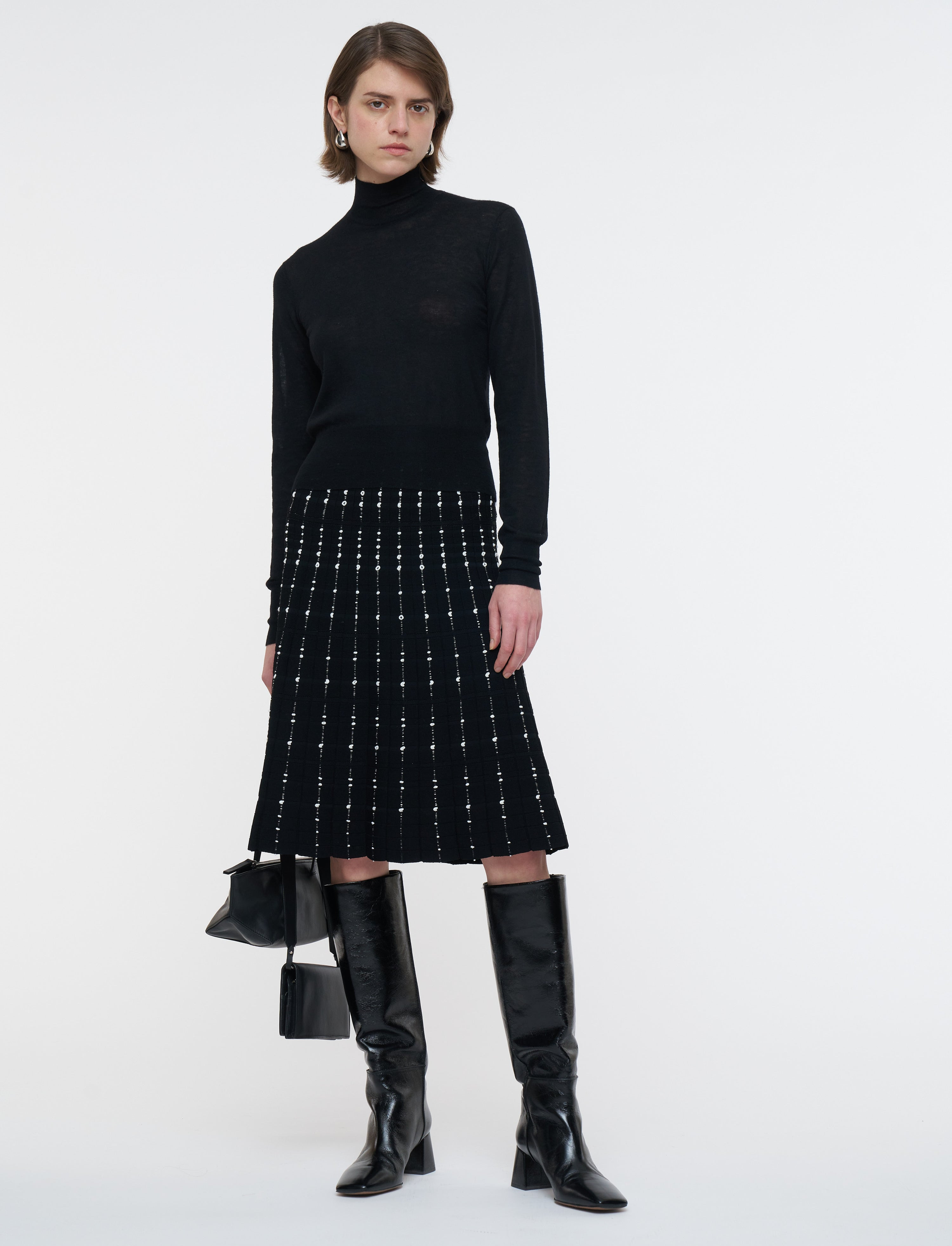 Fragmented Stripes Knee Length Skirt - 2
