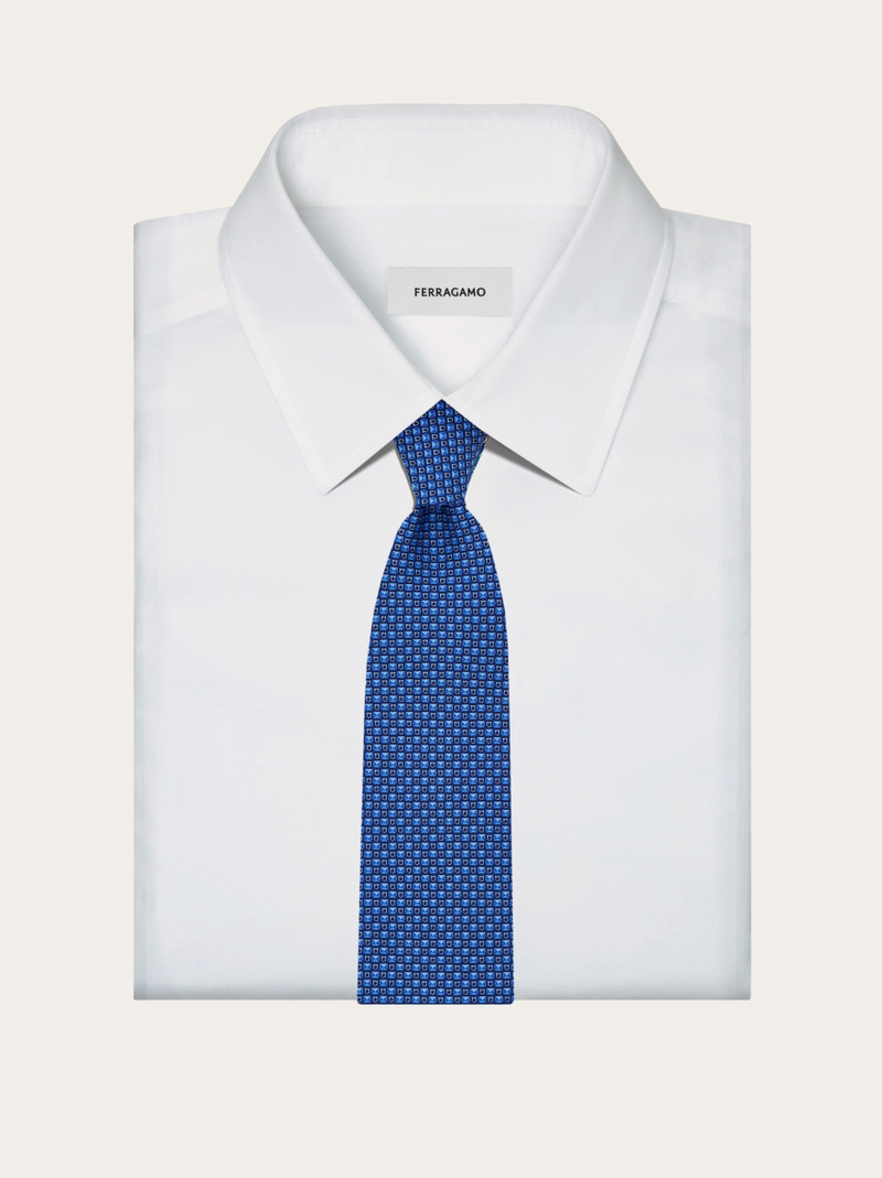 Gancini letter print silk tie 4