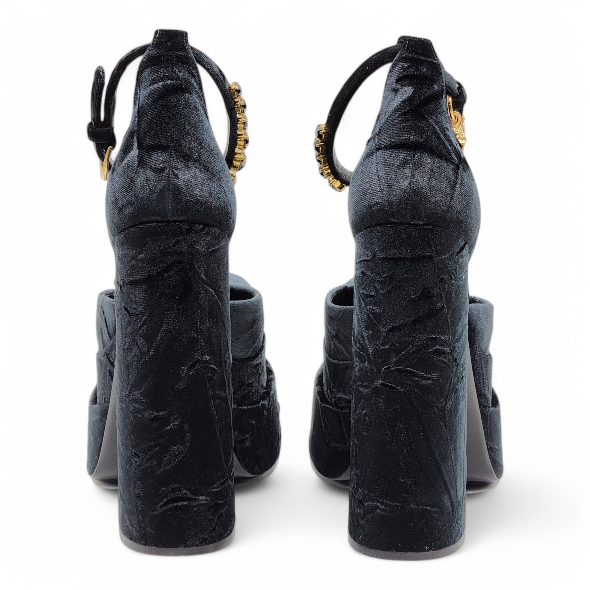 Versace Medusa Aevitas Double Platform Pumps - Velvet Insignia - Black 38 - 4