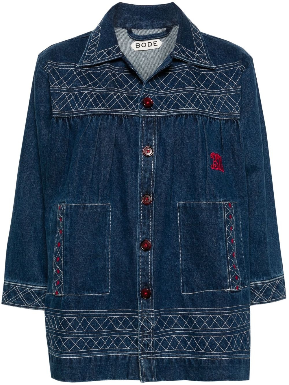 Quincy motif-embroidered denim jacket - 1