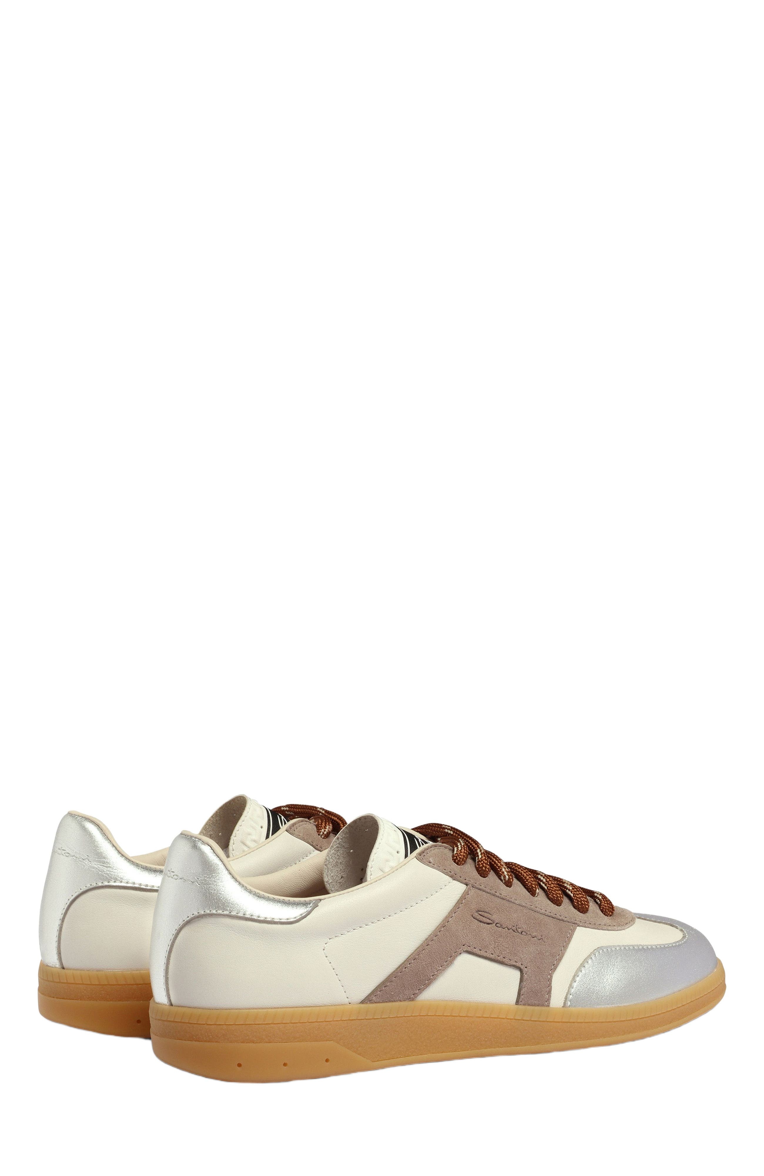 Santoni Women's leather and suede DBS Oly sneaker in Natural at Nordstrom - 4