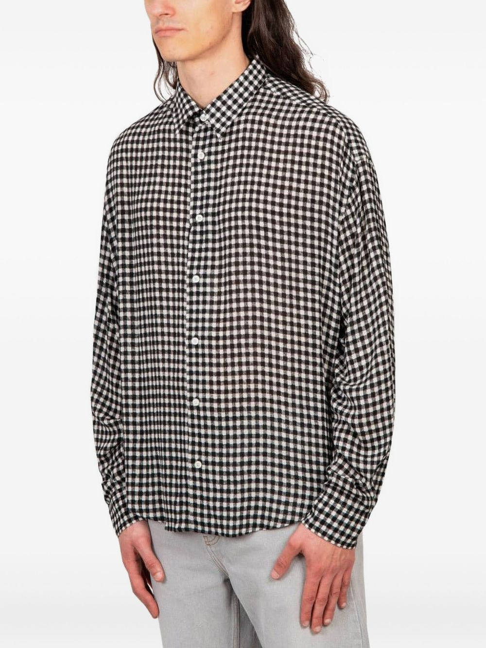 gingham-pattern cotton shirt - 2