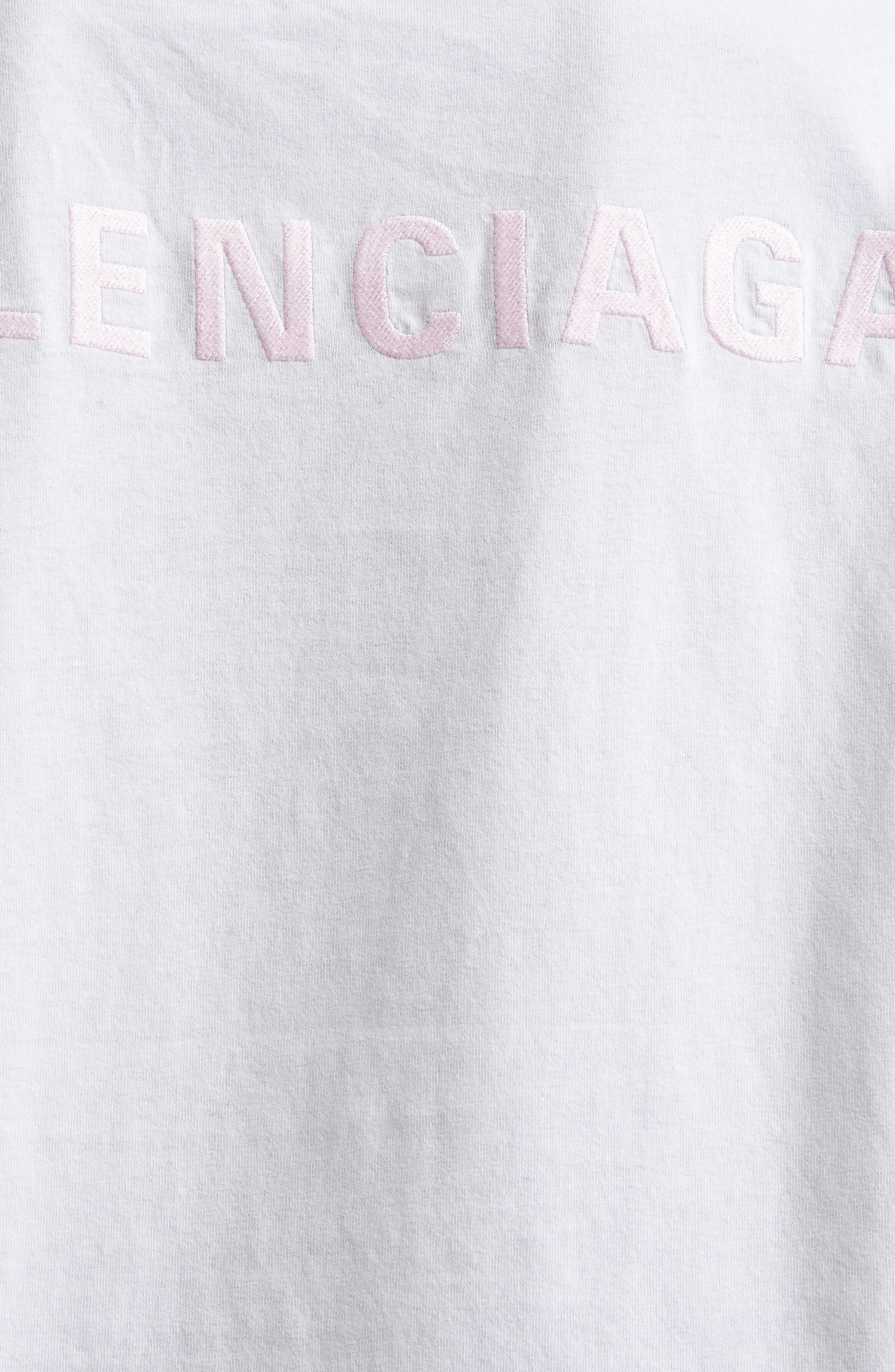 Balenciaga Medium Fit Embroidered Logo Graphic T-Shirt in Dirty White/Baby Pink at Nordstrom - 7