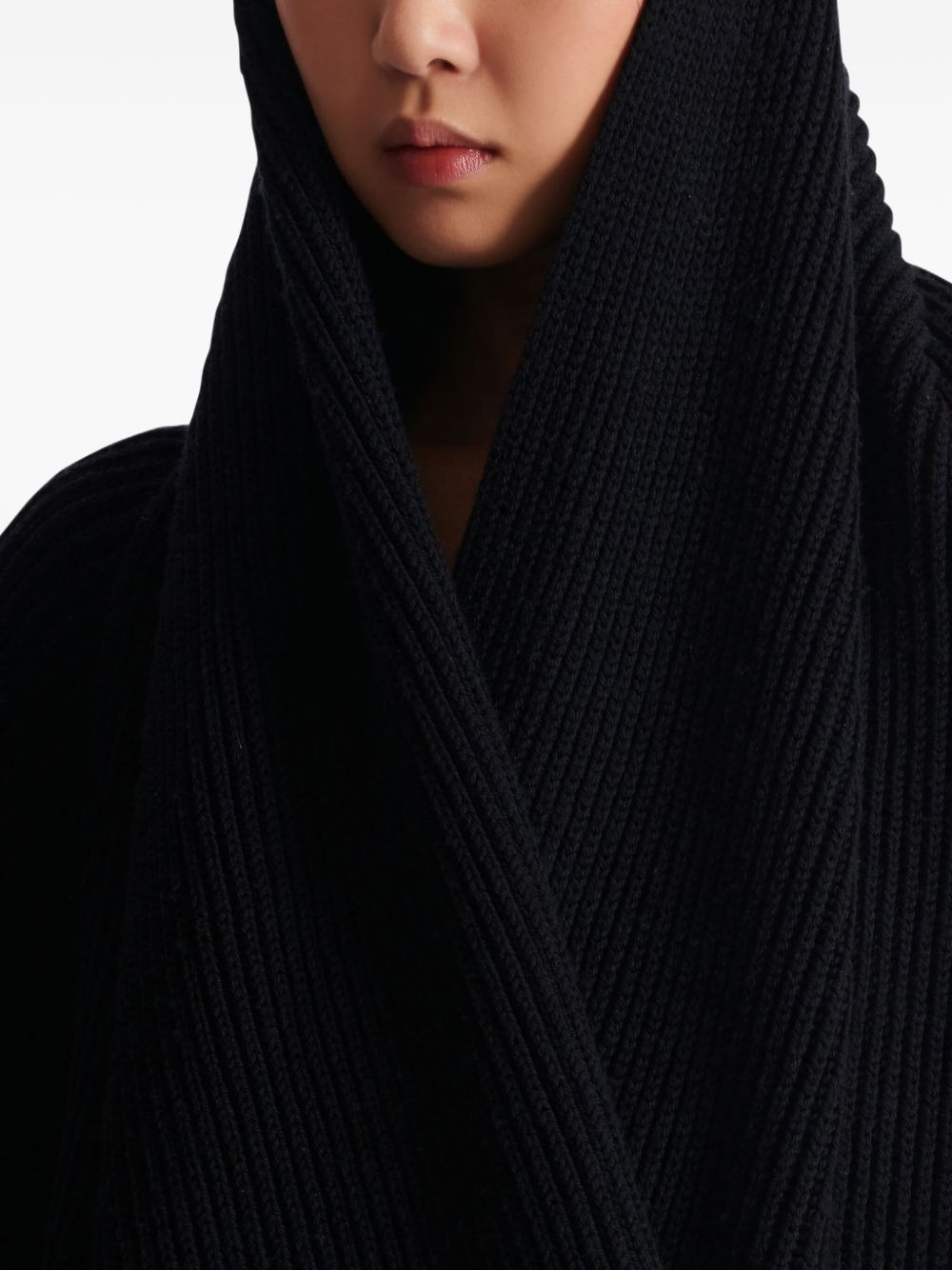 ribbed-knit hoodie - 4