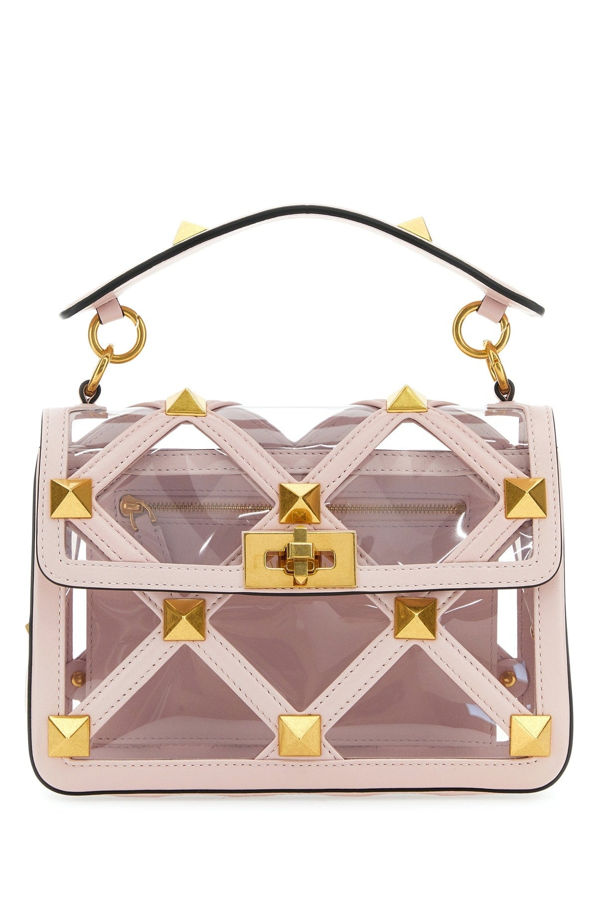 Valentino Garavani Women Pastel Pink Polymeric Material And Leather Medium Roman Stud Handbag - 1