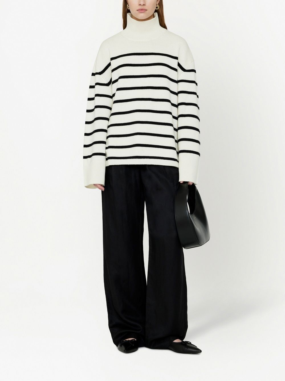horizontal stripes funnel-neck jumper - 2