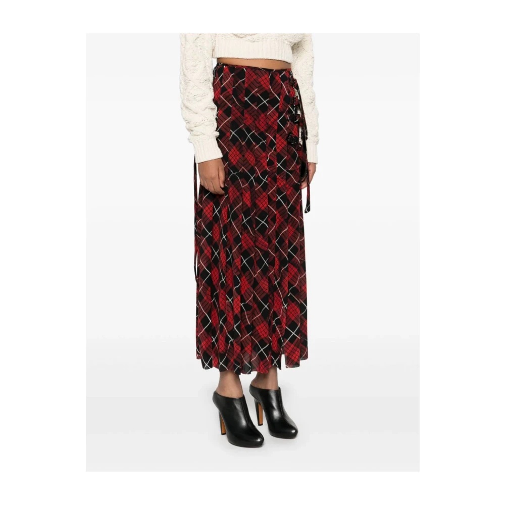Jean Paul Gaultier PRINTED MESH LONG SKIRT IN RED | miinto