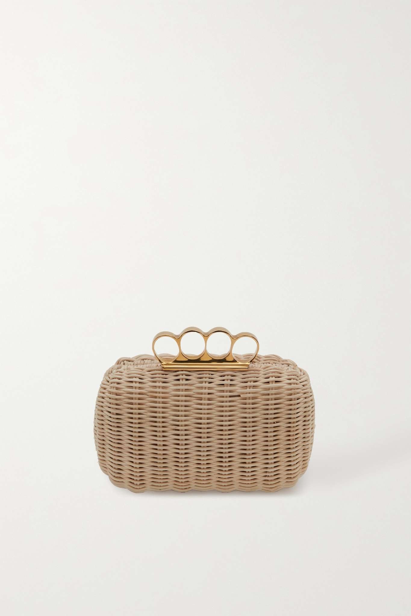 Four Ring embellished rattan clutch - 4