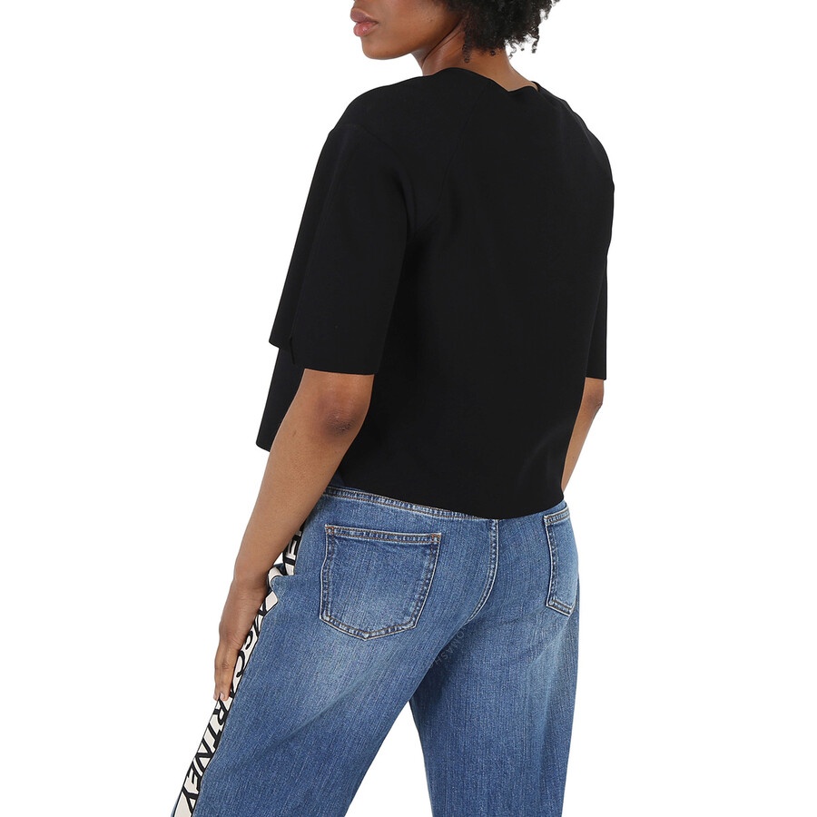 Stella McCartney Ladies Black Piped Seam Cropped Top - 5