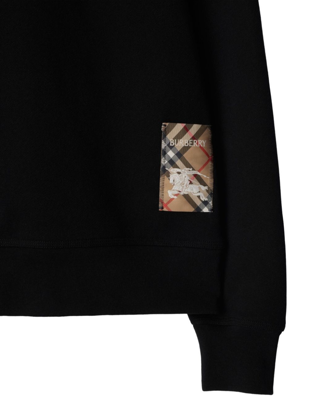 check-patch cotton sweatshirt - 5