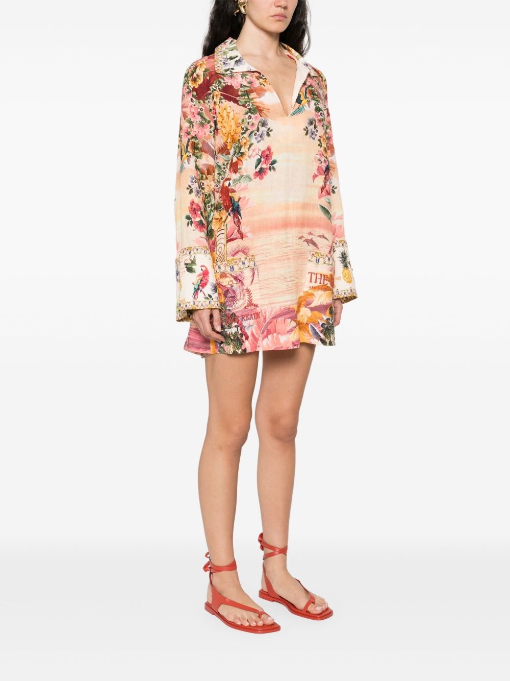 linen mini dress - 3