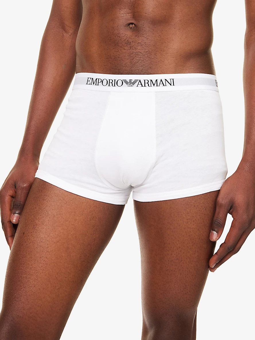 Branded-waistband pack of three cotton-jersey trunks - 4