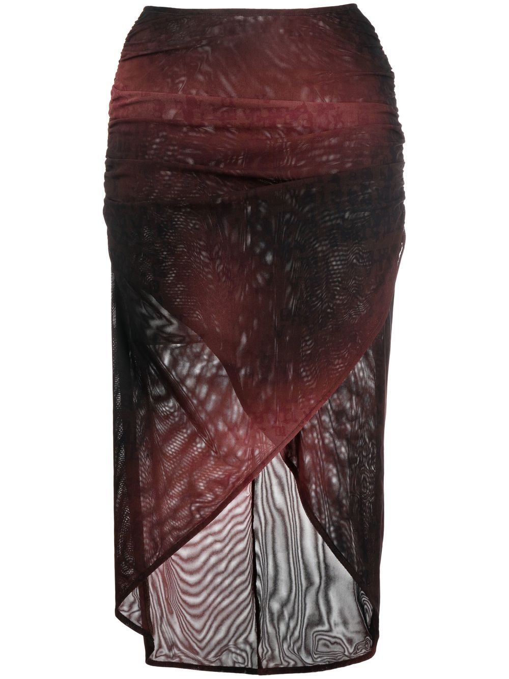 gradient-print semi-sheer midi skirt - 1