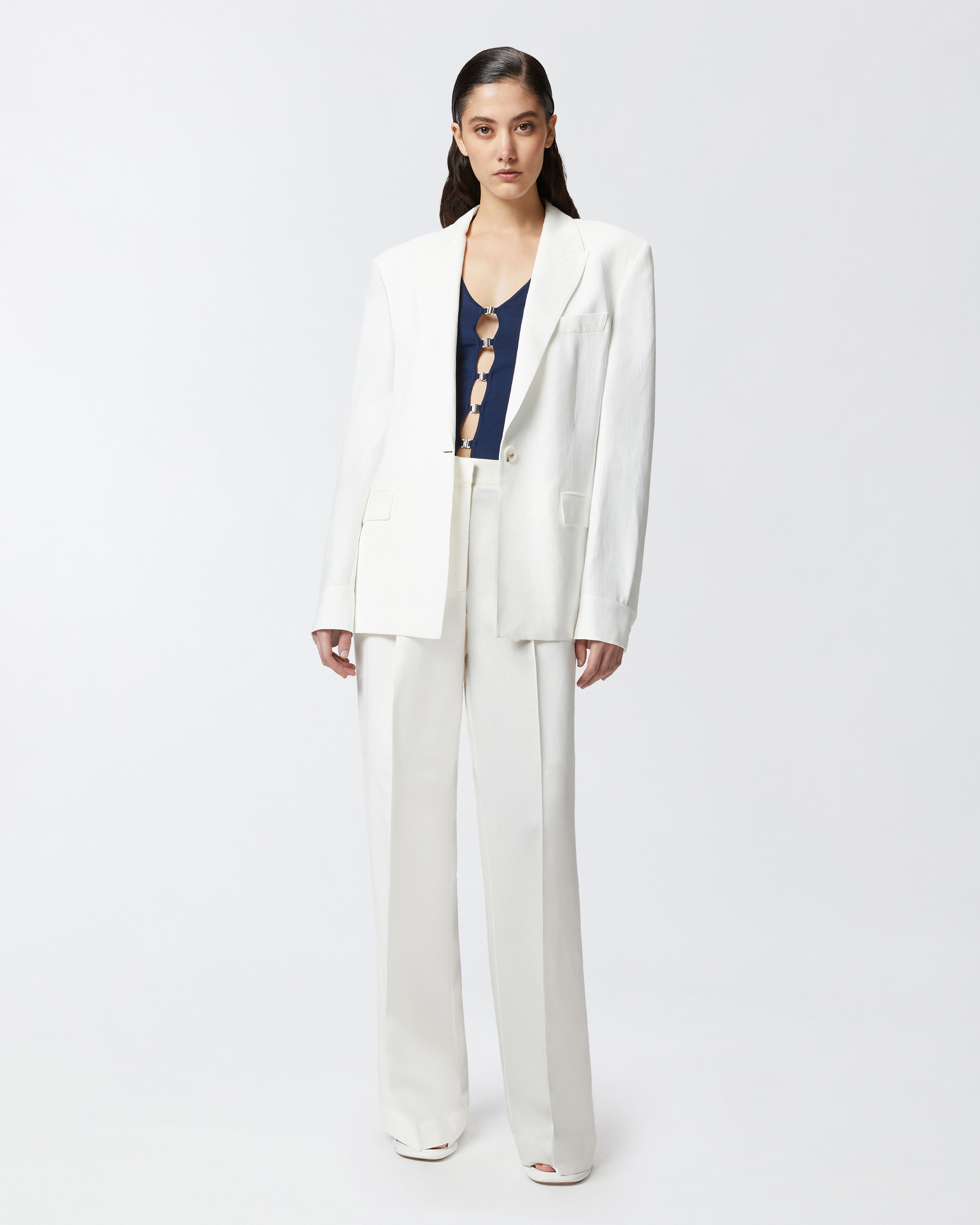 LINEN PALAZZO TROUSERS WITH POCKETS - 2
